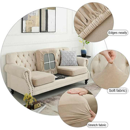 2 Pcs Light Grey Elegant Polyester Sofa Cover - Full Protection Against Cat Scratches & Wear