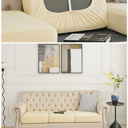 2 Pcs Beige Elegant Polyester Sofa Cover - Full Protection Against Cat Scratches & Wear