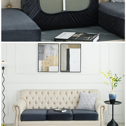 2 Pcs Dark Grey Elegant Polyester Sofa Cover - Full Protection Against Cat Scratches & Wear