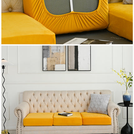 2 Pcs Yellow Elegant Polyester Sofa Cover - Full Protection Against Cat Scratches & Wear