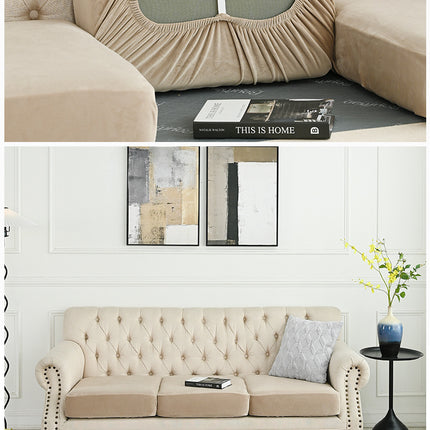 2 Pcs Khaki Elegant Polyester Sofa Cover - Full Protection Against Cat Scratches & Wear