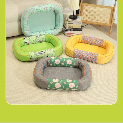 Size S Yellow Cozy Pet Bed for Small Dogs and Cats - Durable & Chew-Resistant Nest for All Seasons
