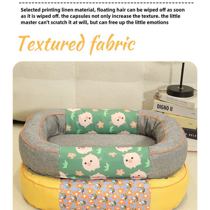 Size S Yellow Cozy Pet Bed for Small Dogs and Cats - Durable & Chew-Resistant Nest for All Seasons