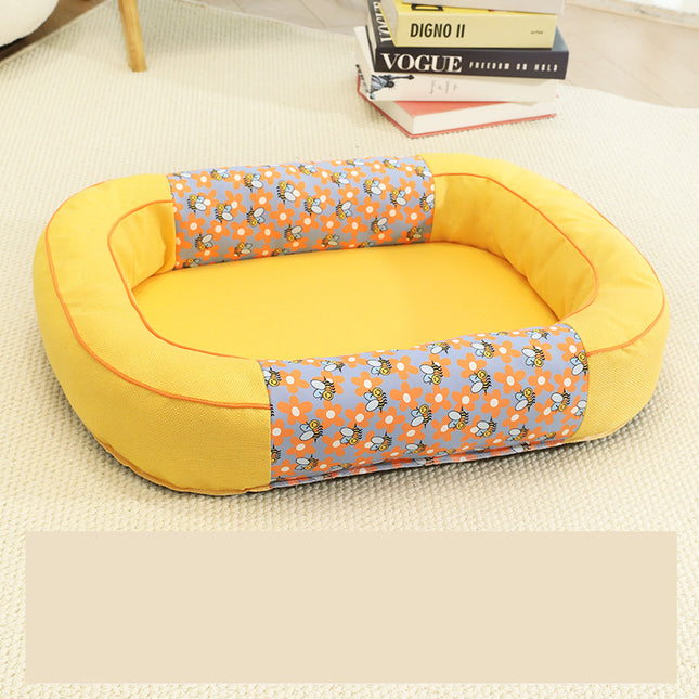 Size M Yellow Cozy Pet Bed for Small Dogs and Cats
