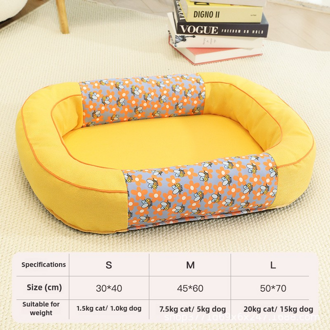 Size M Yellow Cozy Pet Bed for Small Dogs and Cats
