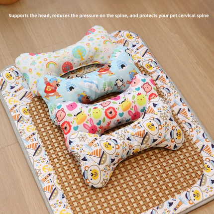 Size S Style 1 Pink And Brown Pet Cooling Mat for Dogs and Cats - Summer Breathable Woven Rattan Bed with Sponge Cushion, Durable and Chew-Resistant