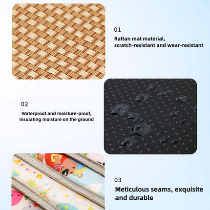 Size S Style 3 Colorful Pet Cooling Mat for Dogs and Cats - Summer Breathable Woven Rattan Bed with Sponge Cushion, Durable and Chew-Resistant