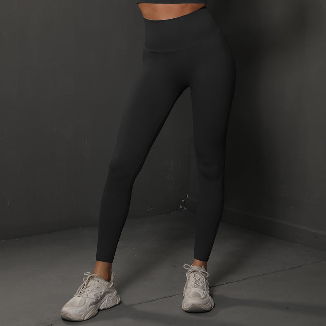 Size M Black Seamless High-Waisted Yoga Pants for Women