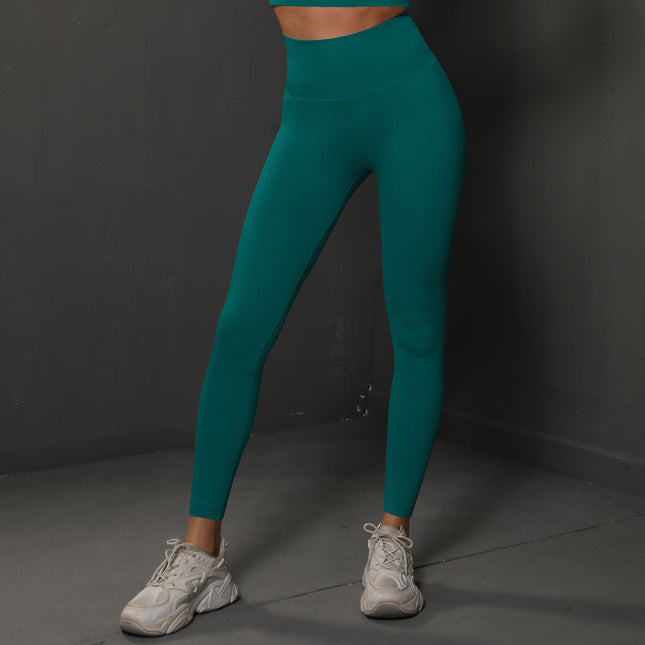 Size S Green Seamless High-Waisted Yoga Pants for Women - Lift Workout Leggings for Running, Gym, and Fitness