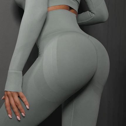 Size S Light Grey Seamless High-Waisted Yoga Pants for Women - Lift Workout Leggings for Running, Gym, and Fitness