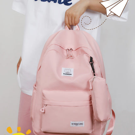 Purple Large Capacity Travel Backpack for Girls - Waterproof School Bag with Detachable Pencil Case