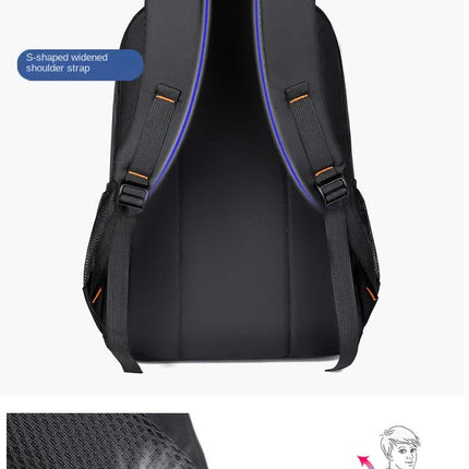 Black And Orange Large Capacity Business Backpack for Men and Women - Waterproof Laptop School Bag with Breathable Design