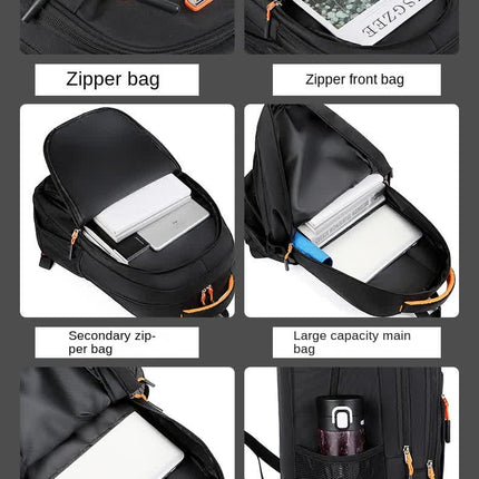 Black And Orange Large Capacity Business Backpack for Men and Women - Waterproof Laptop School Bag with Breathable Design