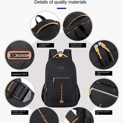 Black And Orange Large Capacity Business Backpack for Men and Women - Waterproof Laptop School Bag with Breathable Design