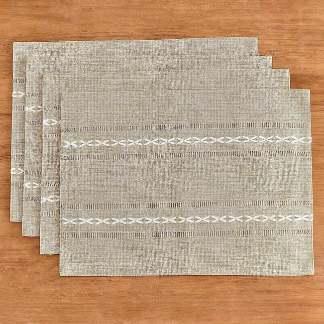 4 Pcs Beige Woven Placemats