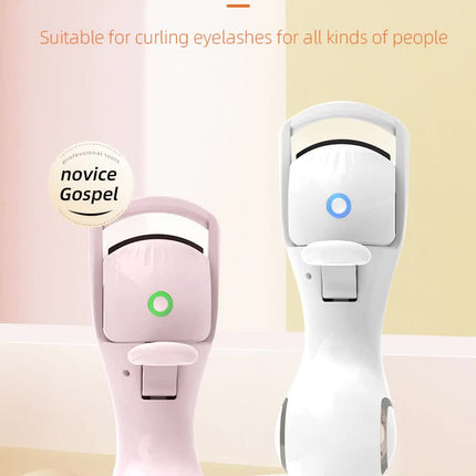 White Heated Eyelash Curler - 3 Temperature Settings, Long-Lasting Curl, Mini Electric Lash Curler