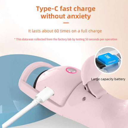 White Heated Eyelash Curler - 3 Temperature Settings, Long-Lasting Curl, Mini Electric Lash Curler