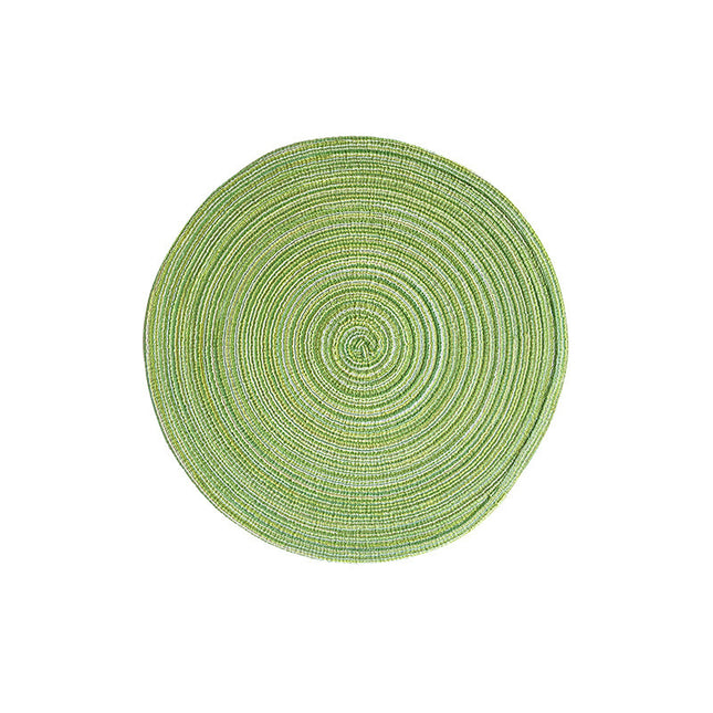 8 Pcs Green Woven Round Placemat - Non-Slip, Heat-Resistant Dining Table Mat,  36cm