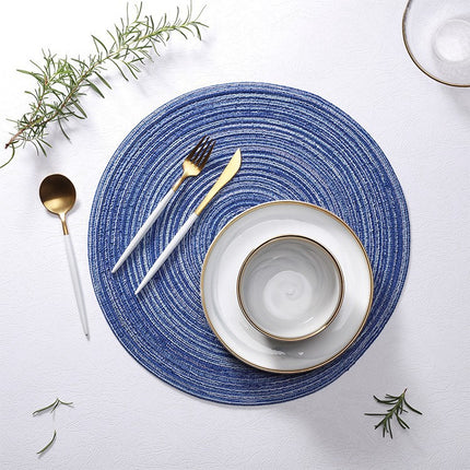 8 Pcs Green Woven Round Placemat - Non-Slip, Heat-Resistant Dining Table Mat,  36cm