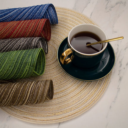 8 Pcs Khaki Woven Round Placemat - Non-Slip, Heat-Resistant Dining Table Mat,  36cm