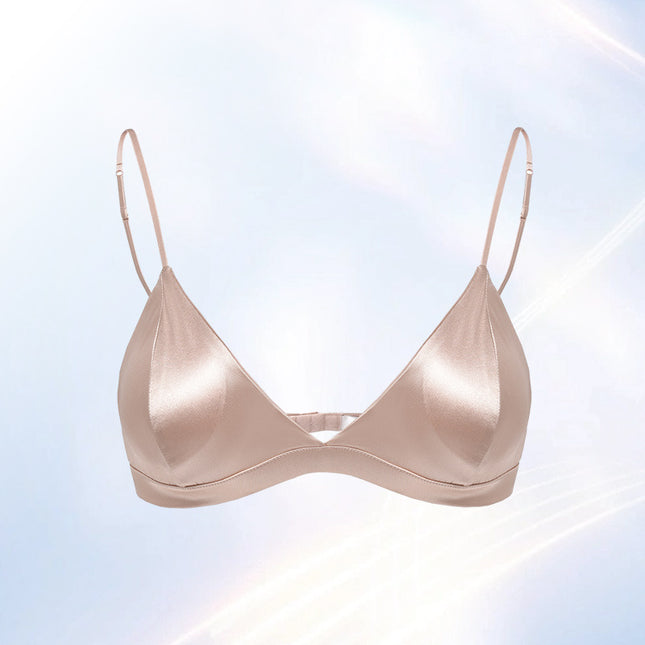 Size XL Pink French Style Mulberry Silk Wireless Bralette