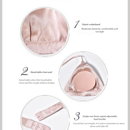 Size XL Green French Style Mulberry Silk Wireless Bralette - Triangle Cup Anti-Sagging Bra for Fuller Busts, Lightweight Comfort