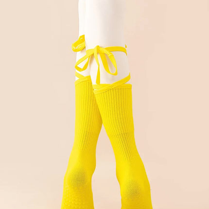 3 Pcs Orange Non-Slip Yoga Socks with Cross Straps - Cotton Pilates Dance Socks for Women, Lightweight Comfort