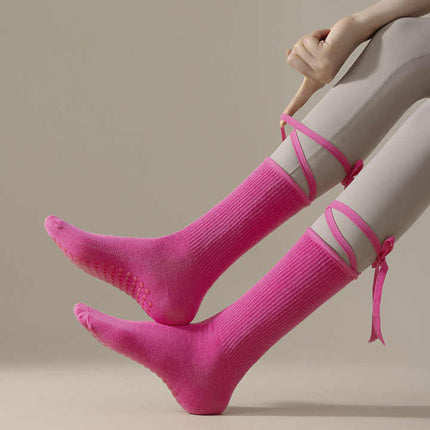 3 Pcs Bright Green Non-Slip Yoga Socks with Cross Straps - Cotton Pilates Dance Socks for Women, Lightweight Comfort