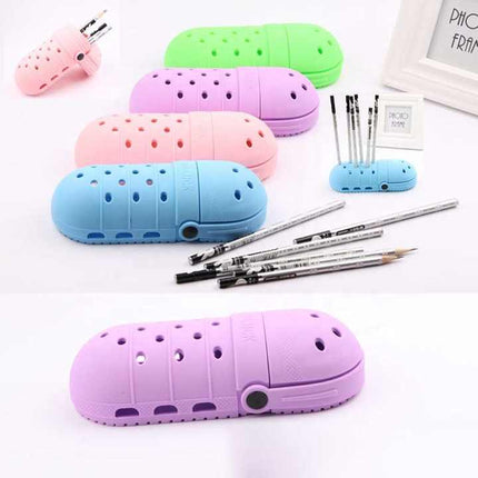 2 Pcs Blue Portable Makeup Brush Holder - Silicone Cosmetic Organizer with 21 Slots, Washable, 20x8x5cm, 170g(makeup brush not included)