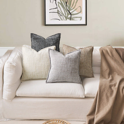 Yellow Chenille Crosshatch Textured Pillow Covers Set of 2 - Modern Minimalist Sofa Bed Cushion Covers 45x45cm & 30x50cm(without pillow core)
