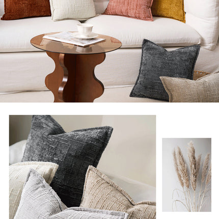 Brick Red Chenille Crosshatch Textured Pillow Covers Set of 2 - Modern Minimalist Sofa Bed Cushion Covers 45x45cm & 30x50cm(without pillow core)