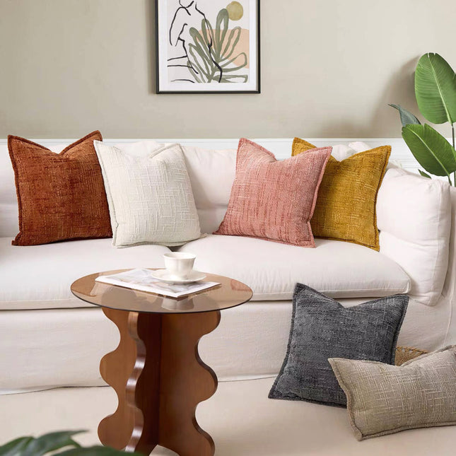 Coffee Chenille Crosshatch Textured Pillow Covers Set of 2 – product detail