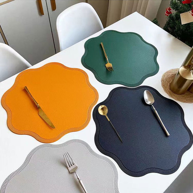 Red Nordic Style Faux Leather Placemats Set of 4 - Heat-Resistant Waterproof Table Mats 38x38cm(cutlery not included)