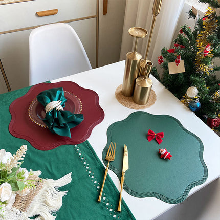Red Nordic Style Faux Leather Placemats Set of 4 - Heat-Resistant Waterproof Table Mats 38x38cm(cutlery not included)
