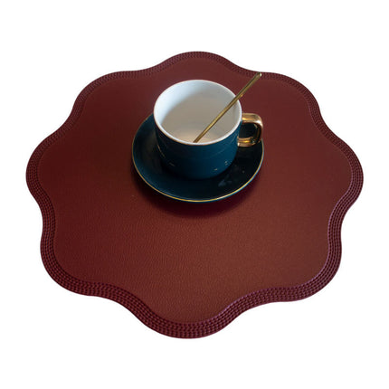 Red Nordic Style Faux Leather Placemats Set of 4 - Heat-Resistant Waterproof Table Mats 38x38cm(cutlery not included)
