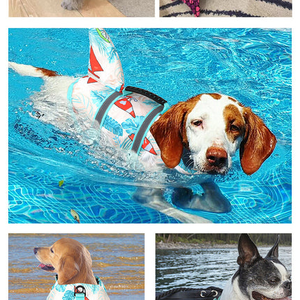 Size XL Grey Pet Life Jacket for Dogs - Summer Swimming Safety Vest with Shark Fin for Small to Large Breeds