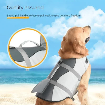 Size XS Pink Scale Pattern Pet Life Jacket for Dogs - Summer Swimming Safety Vest with Shark Fin for Small to Large Breeds