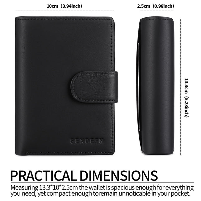 Black and Orange Men's Short Leather Wallet with RFID Protection