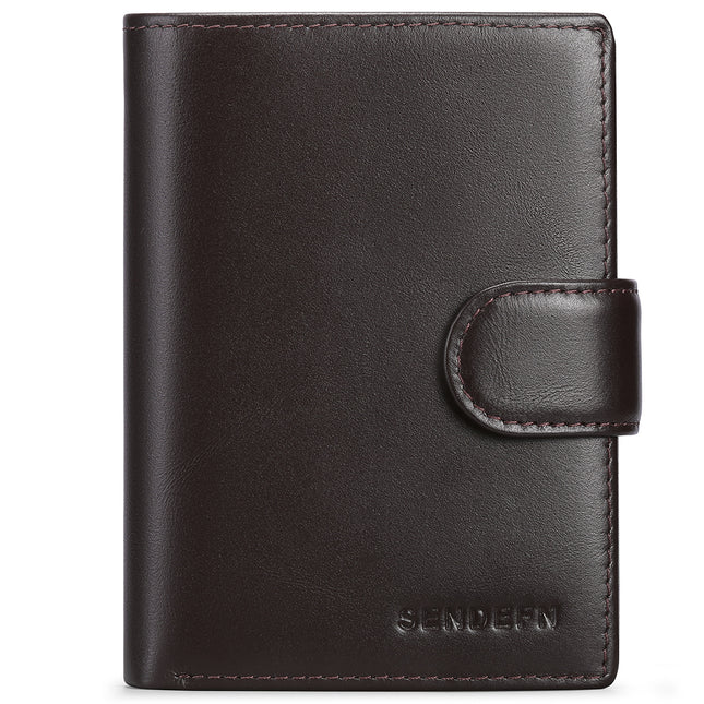 Coffee Men's Short Leather Wallet with RFID Protection