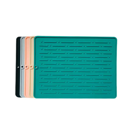 40.5*14.5CM Black Silicone Draining Mat 4-Pack - Heat-Resistant Non-Slip Kitchen and Bathroom Pad for Cups and Utensils