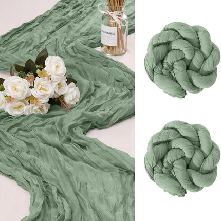 White Bohemian Gauze Table Runner 2-Pack - Polyester Fabric for Party and Birthday Table Decor