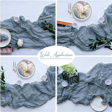 White Bohemian Gauze Table Runner 2-Pack - Polyester Fabric for Party and Birthday Table Decor