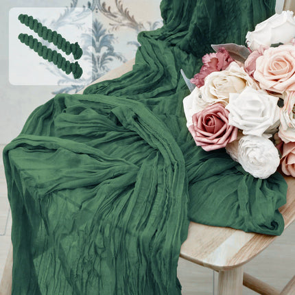 Dark Pink Bohemian Gauze Table Runner 2-Pack - Polyester Fabric for Party and Birthday Table Decor