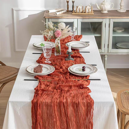 Yellow Bohemian Gauze Table Runner 2-Pack - Polyester Fabric for Party and Birthday Table Decor