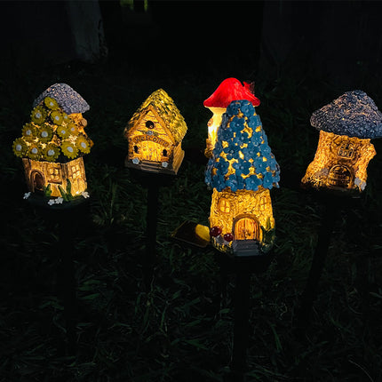 Style 2 White And Red Solar Resin Garden Stake Light - Outdoor Landscape Light for Yard and Patio Decor