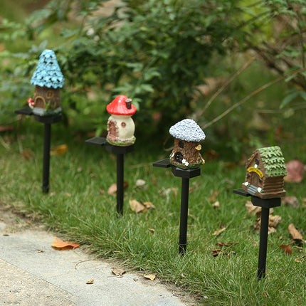 Style 6 Brown And Blue Solar Resin Garden Stake Light - Outdoor Landscape Light for Yard and Patio Decor