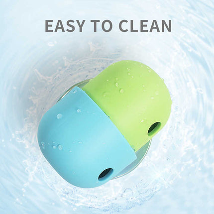 2 Pcs White And Blue Interactive Pet Treat Dispensing Ball - Food-Grade Silicone Rolling Toy for Dogs with 1.5 cm Leakage Hole
