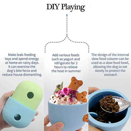 2 Pcs White And Green Interactive Pet Treat Dispensing Ball - Food-Grade Silicone Rolling Toy for Dogs with 1.5 cm Leakage Hole