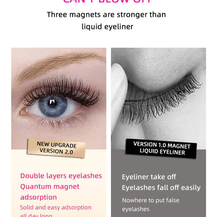 Style 1 Black Magnetic False Eyelashes Kit - 3 Pairs with Applicator Clip and Mirror Case