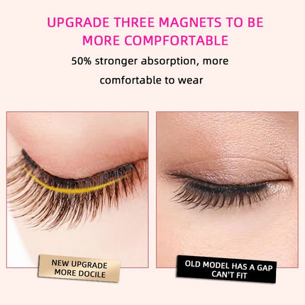 Style 4 Black Magnetic False Eyelashes Kit - 3 Pairs with Applicator Clip and Mirror Case